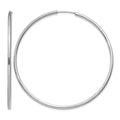 14k White Gold 2x60mm Polished Round Endless Tube Hoop Earrings