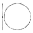 14k White Gold 2x60mm Polished Round Endless Tube Hoop Earrings