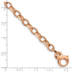 14K Rose Gold 5mm Hand Polished with Ridged Edge Fancy Link Fancy Lobster Clasp Bracelet