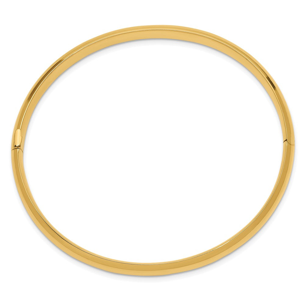 14k 4/16 Oversize High Polished 6.00mm Hinged Oval Bangle Bracelet