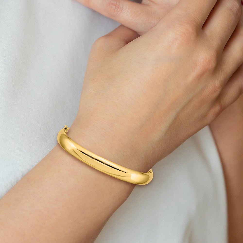 14k 5/16 High Polished 8.00mm Hinged Oval Bangle Bracelet