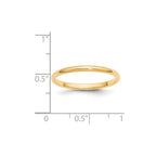 14k Yellow Gold 2mm Half Round Wedding Band