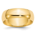 14k Yellow Gold 7mm Half-Round Wedding Band