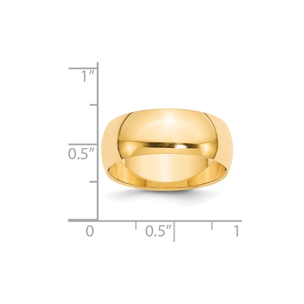 14k Yellow Gold 8mm Half-Round Wedding Band