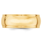 14k Yellow Gold 8mm Half Round with Edge Wedding Band