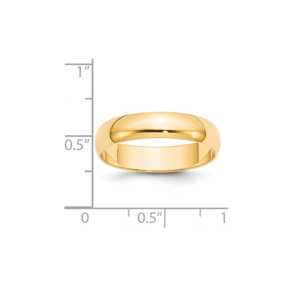 14k Yellow Gold 5mm Lightweight Half Round Wedding Band
