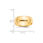 14k Yellow Gold 7mm Lightweight Half Round Wedding Band