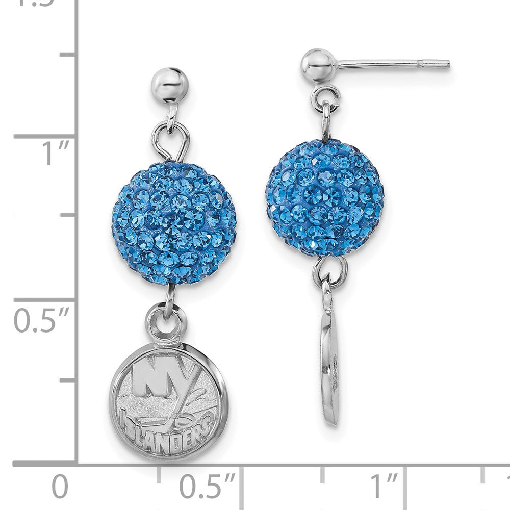 Sterling Silver NHL New York Islanders Blue Crystal Dangle Earrings