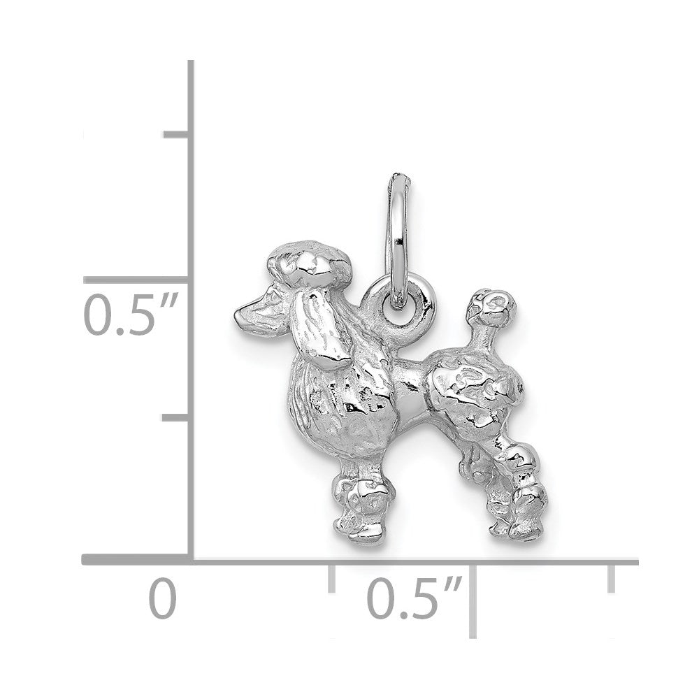 14k White Gold Solid 3-D Poodle Dog Charm