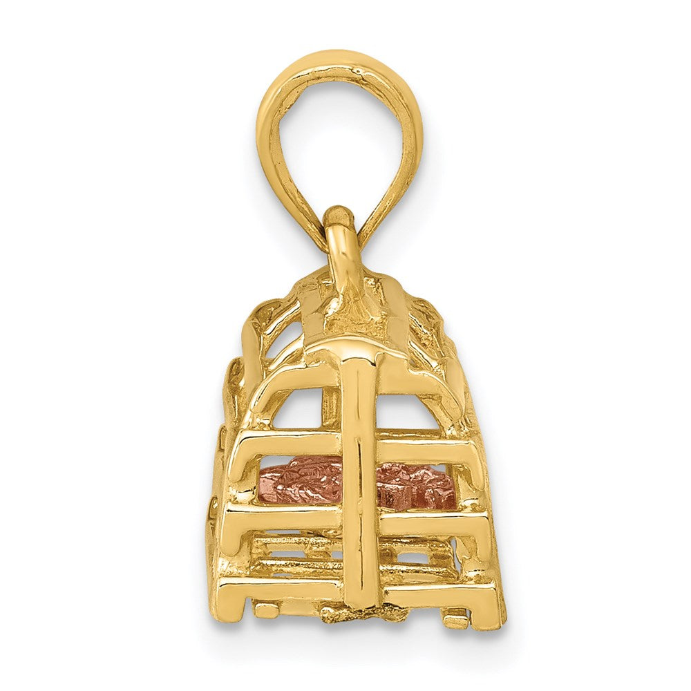 14K Two-Tone Large Moveable 3-D Pink Lobster In Trap Charm