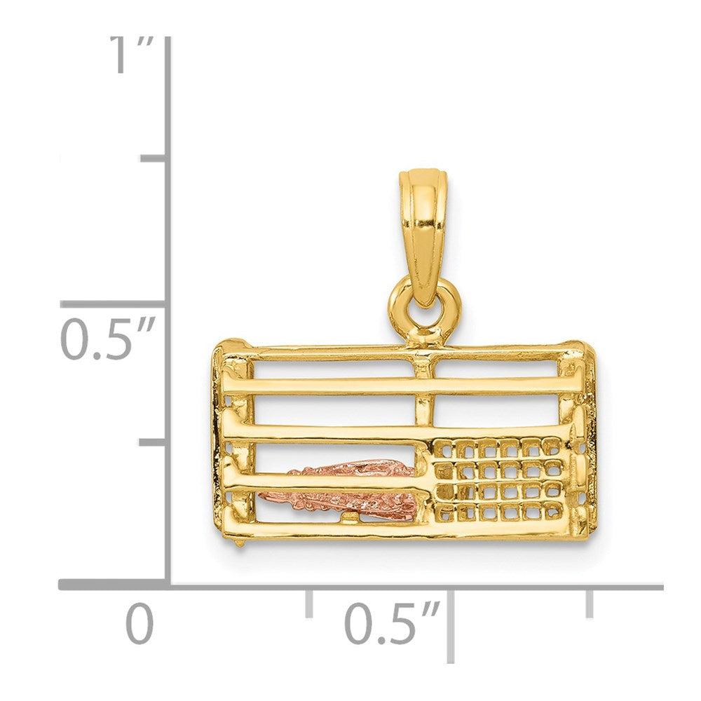 14K Two-Tone Large Moveable 3-D Pink Lobster In Trap Charm