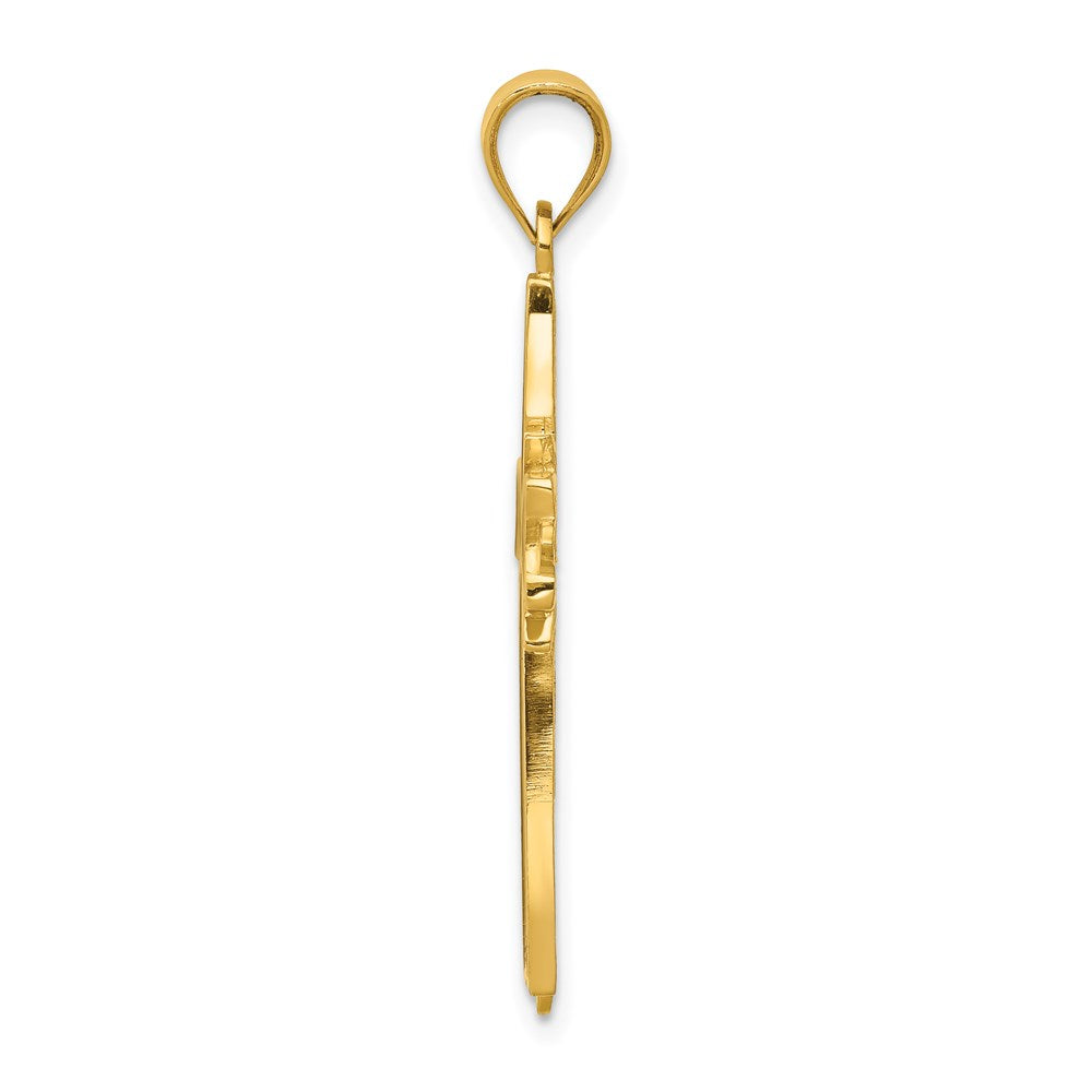 14k Black Enameled Latin Cross Pendant