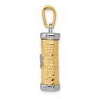 14K Two-Tone 3-D Mezuzah with Shin Pendant