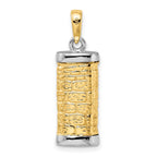 14K Two-Tone 3-D Mezuzah with Shin Pendant