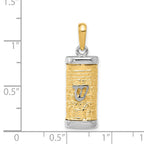 14K Two-Tone 3-D Mezuzah with Shin Pendant