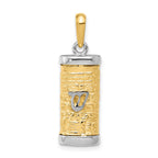 14K Two-Tone 3-D Mezuzah with Shin Pendant