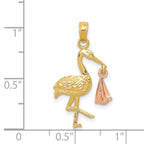 14k Two-tone Stork Pendant
