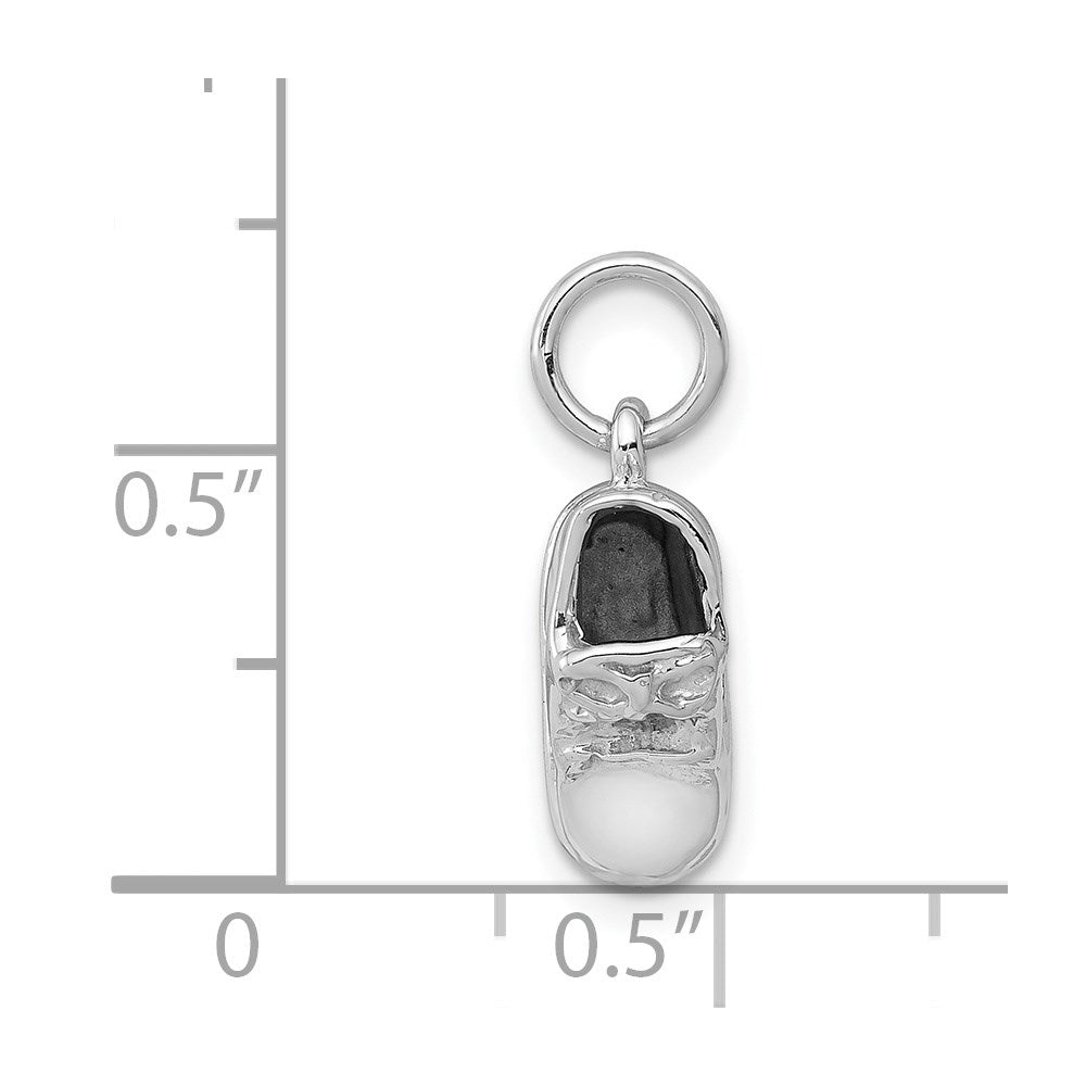 14k  3-D White Gold Baby Shoe Charm