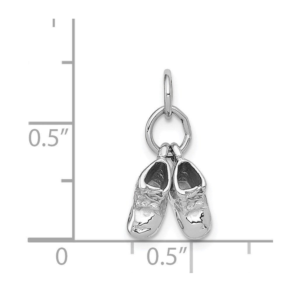 14k White Gold 3-D Moveable Baby Shoes Charm