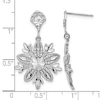 14k White Gold Fancy Snowflake Dangle Post Earrings