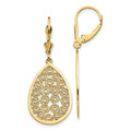 14k Teardrop Filigree Dangle Leverback Earrings