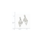14k White Gold Polished Dolphin Jumping Through Hoop Dangle Post Earrings