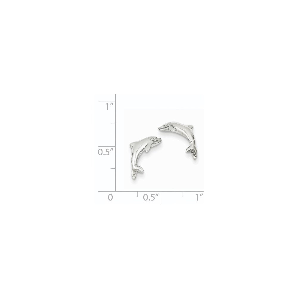 14k White Gold Dolphin Post Earrings