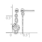 14k White Gold Polished Diamond-cut Treble Clef Dangle Post Earrings
