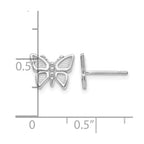 14k White Gold Polished Butterfly Post Earrings
