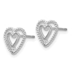 14k White Gold Polished Open Heart-in-Heart Post Earrings
