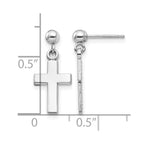 14k White Gold Polished Cross Dangle Post Earrings