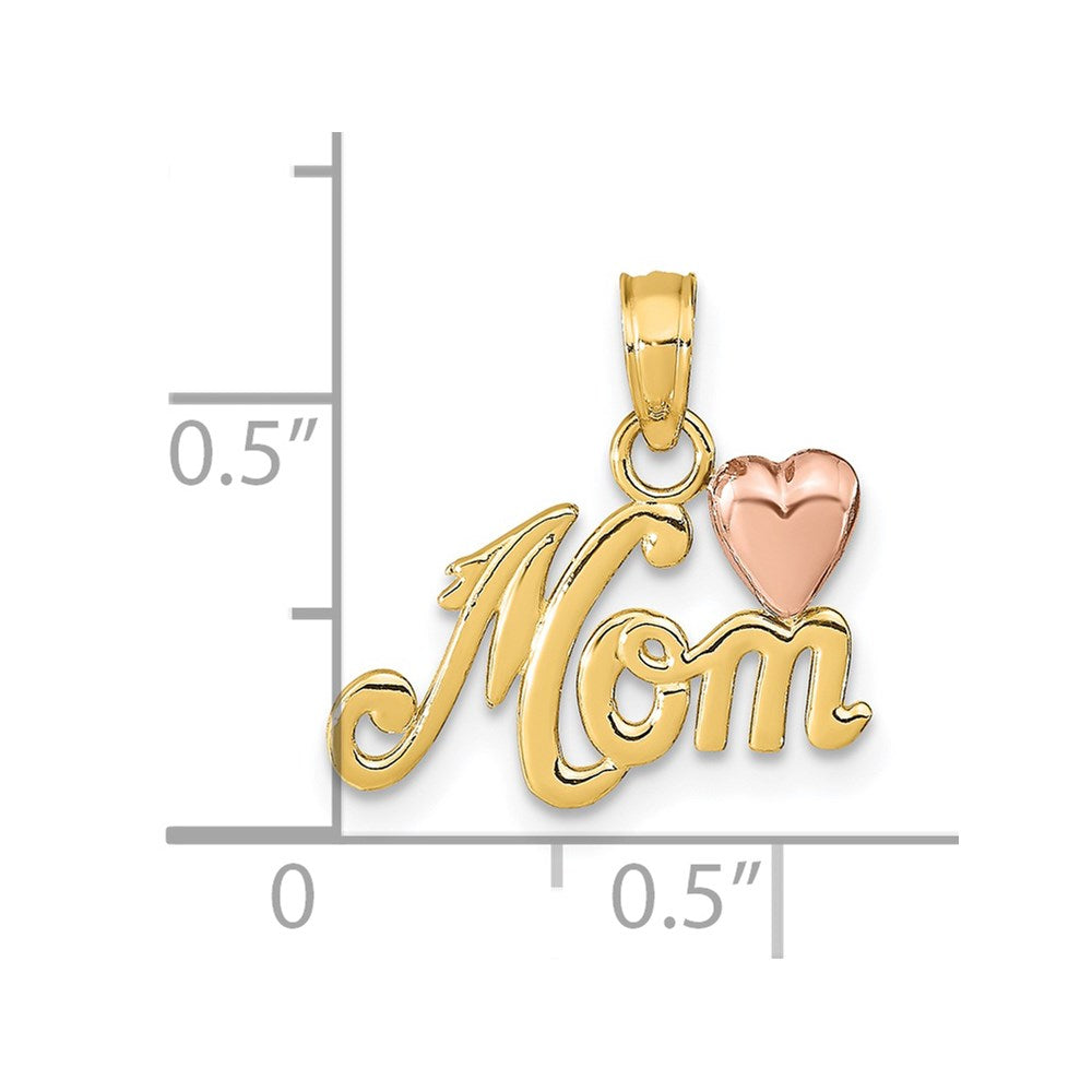 14k Two-tone MOM with Heart Pendant