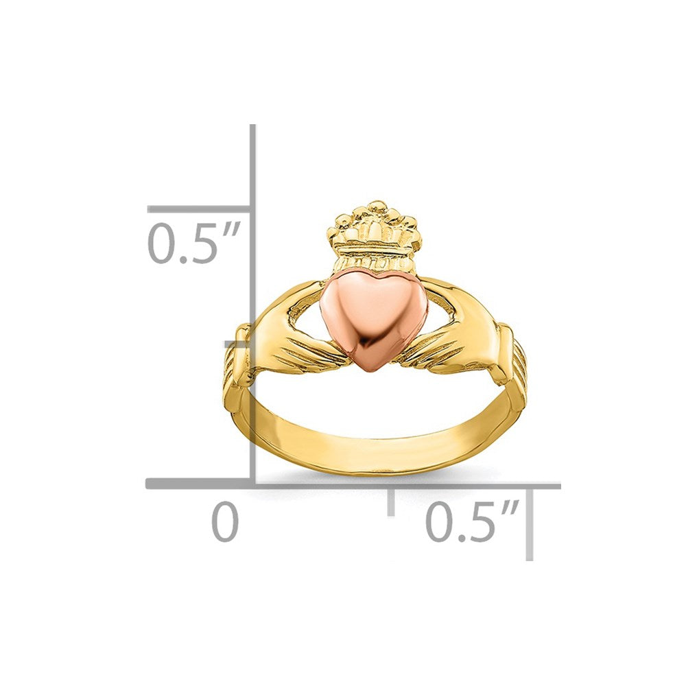 14k Two-tone Claddagh Baby / Childs Ring