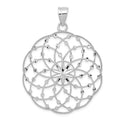 14k White Gold Diamond-cut Spiral Circle Pendant