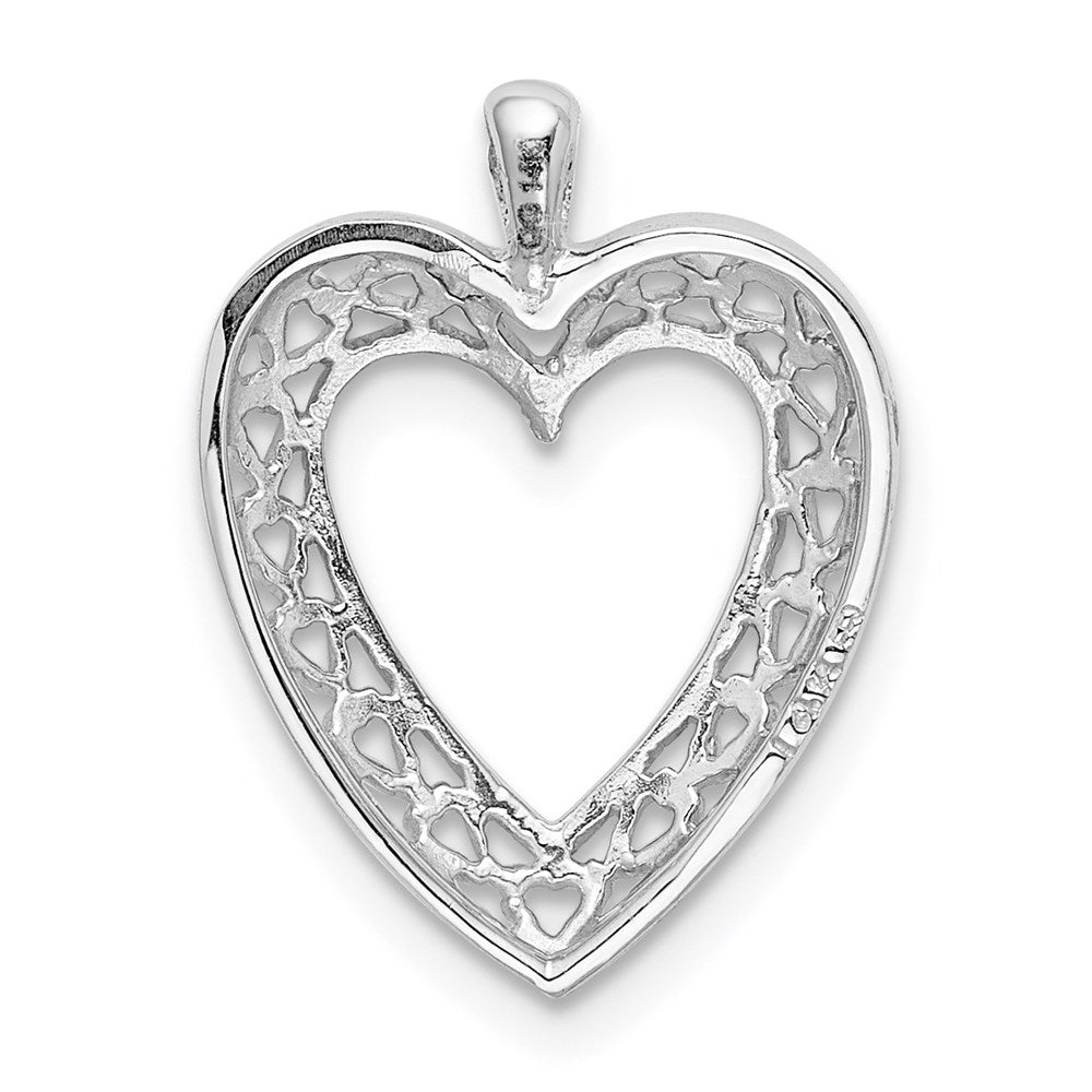 14K White Gold Cut-Out Heart Border Pendant