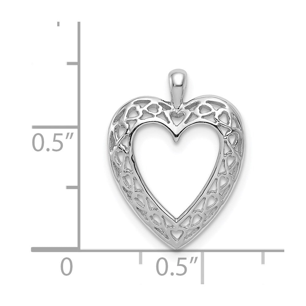14K White Gold Cut-Out Heart Border Pendant