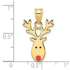 14k Enameled Red-Nosed Reindeer Charm