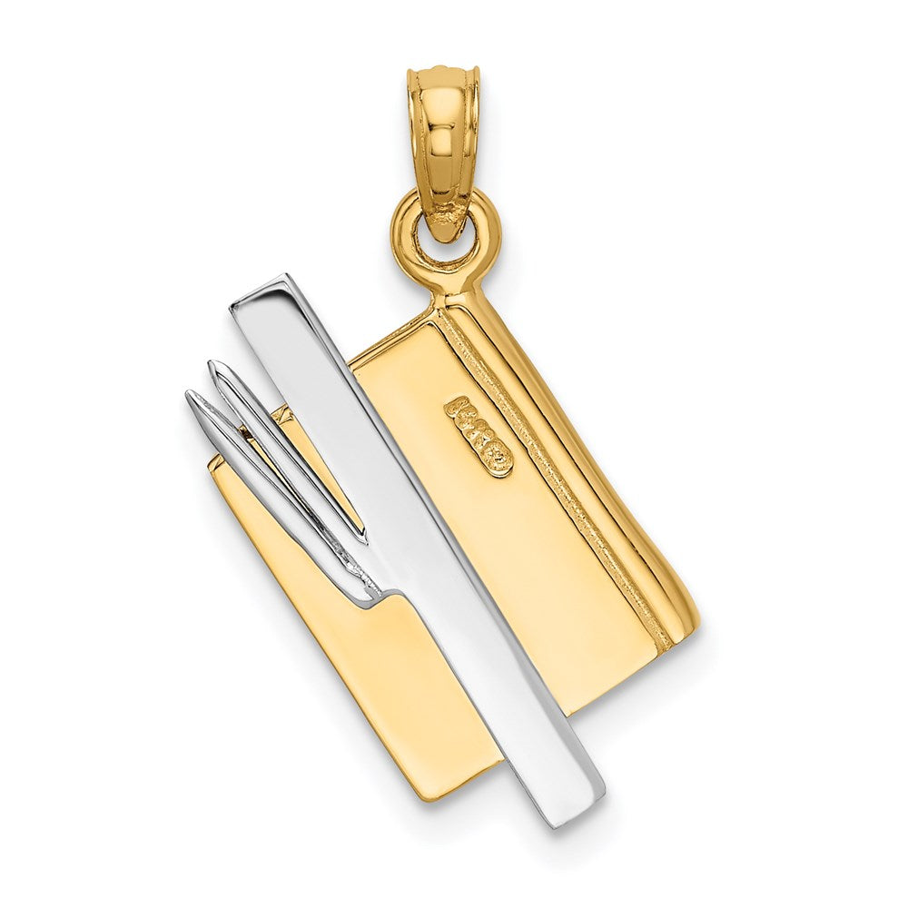 14k Two-tone 3-D Multi-color Enameled ABC School Book Pendant