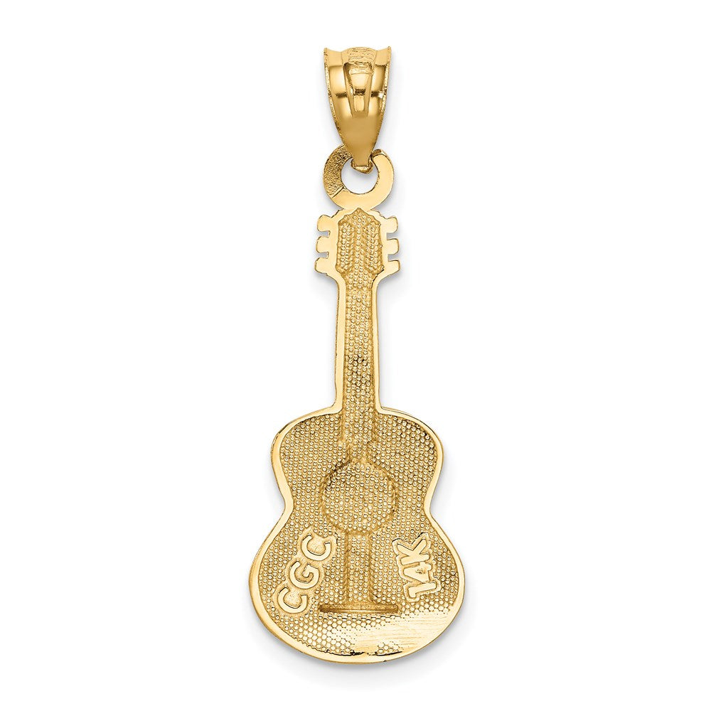 14k Brown Enameled Acoustic Guitar Pendant