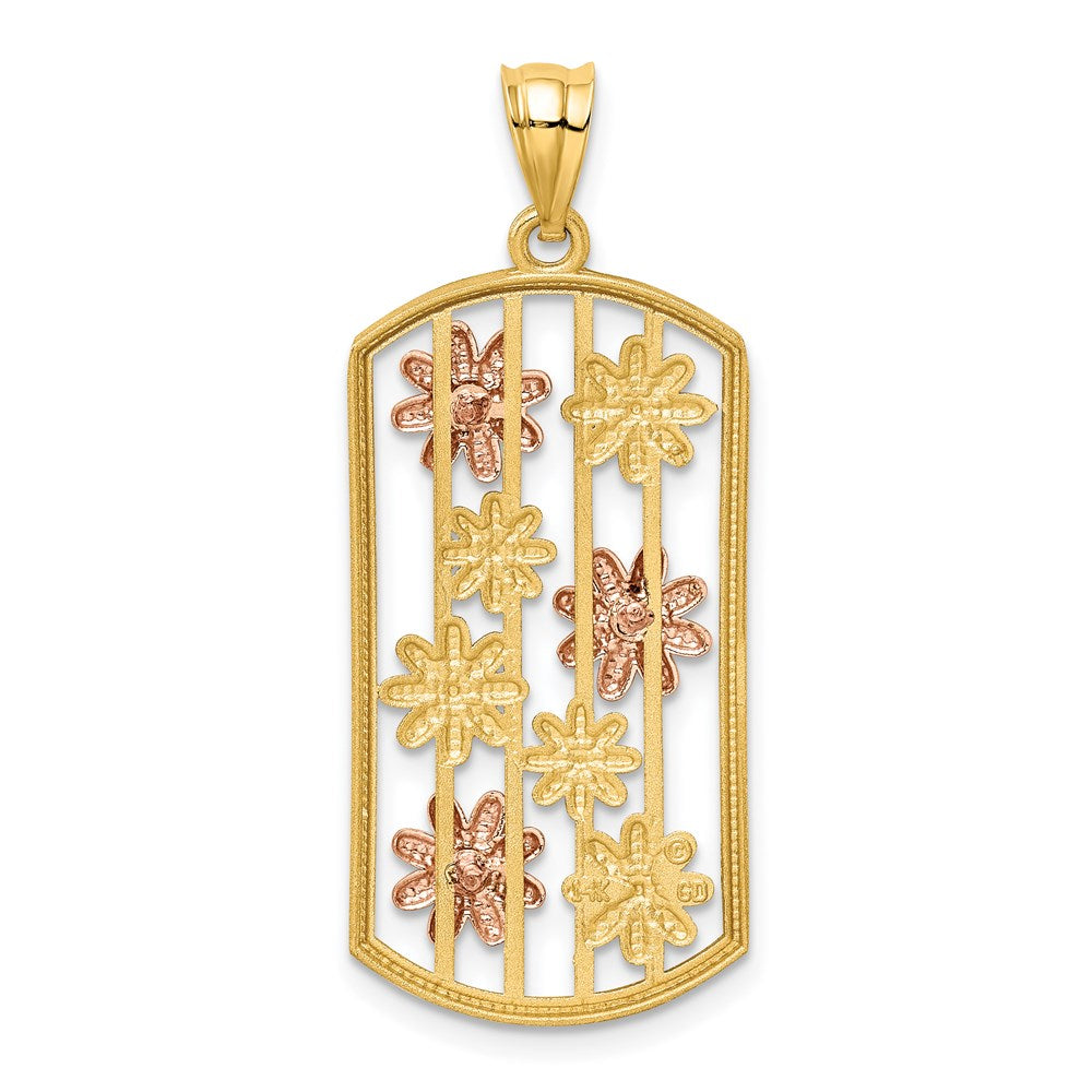 14k Two-tone with White Rhodium Framed Daisy Pendant