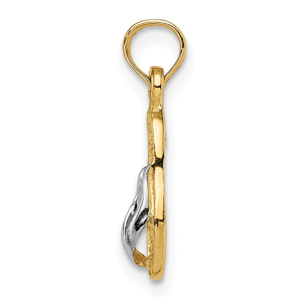 14k and White Rhodium 3-D Single Flip-Flop Pendant