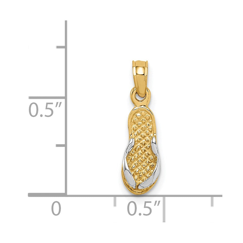 14k and White Rhodium 3-D Single Flip-Flop Pendant