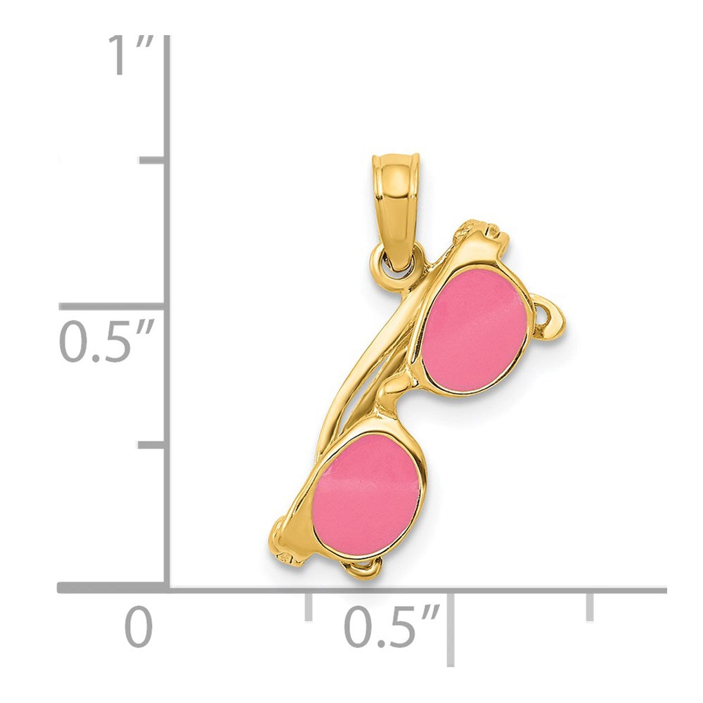 14k 3-D Pink Enameled Sunglasses with Moveable Sides Pendant