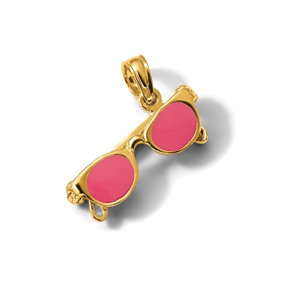 14k 3-D Pink Enameled Sunglasses with Moveable Sides Pendant