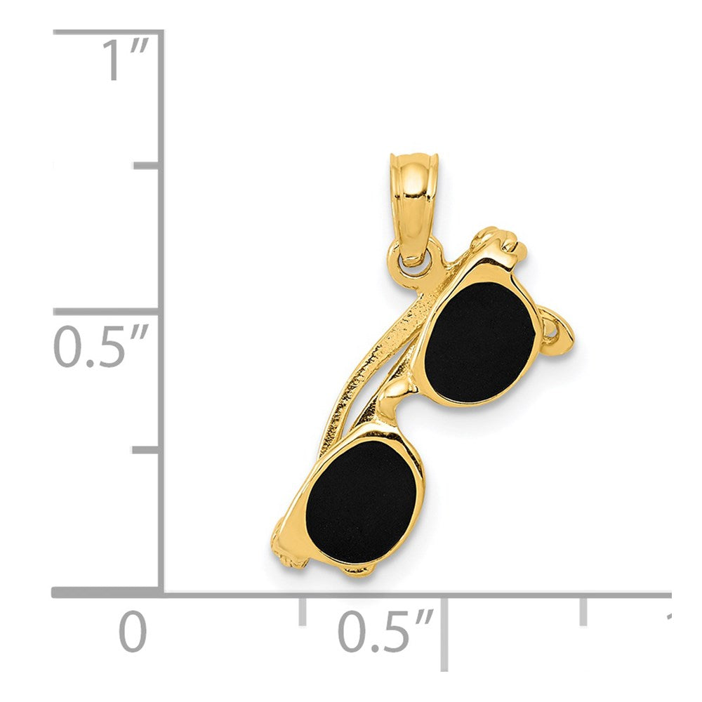 14k 3-D Black Enameled Sunglasses with Moveable Sides Pendant