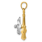 14k Two-tone 3-D Anchor with Moveable Propeller Pendant