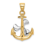14k Two-tone 3-D Anchor with Moveable Propeller Pendant