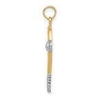 14k and White Rhodium Polished Tennis Racquet and Ball Pendant