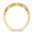 14k Rhodium Diamond-cut Wave Ring