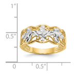 14k Rhodium Diamond-cut Wave Ring